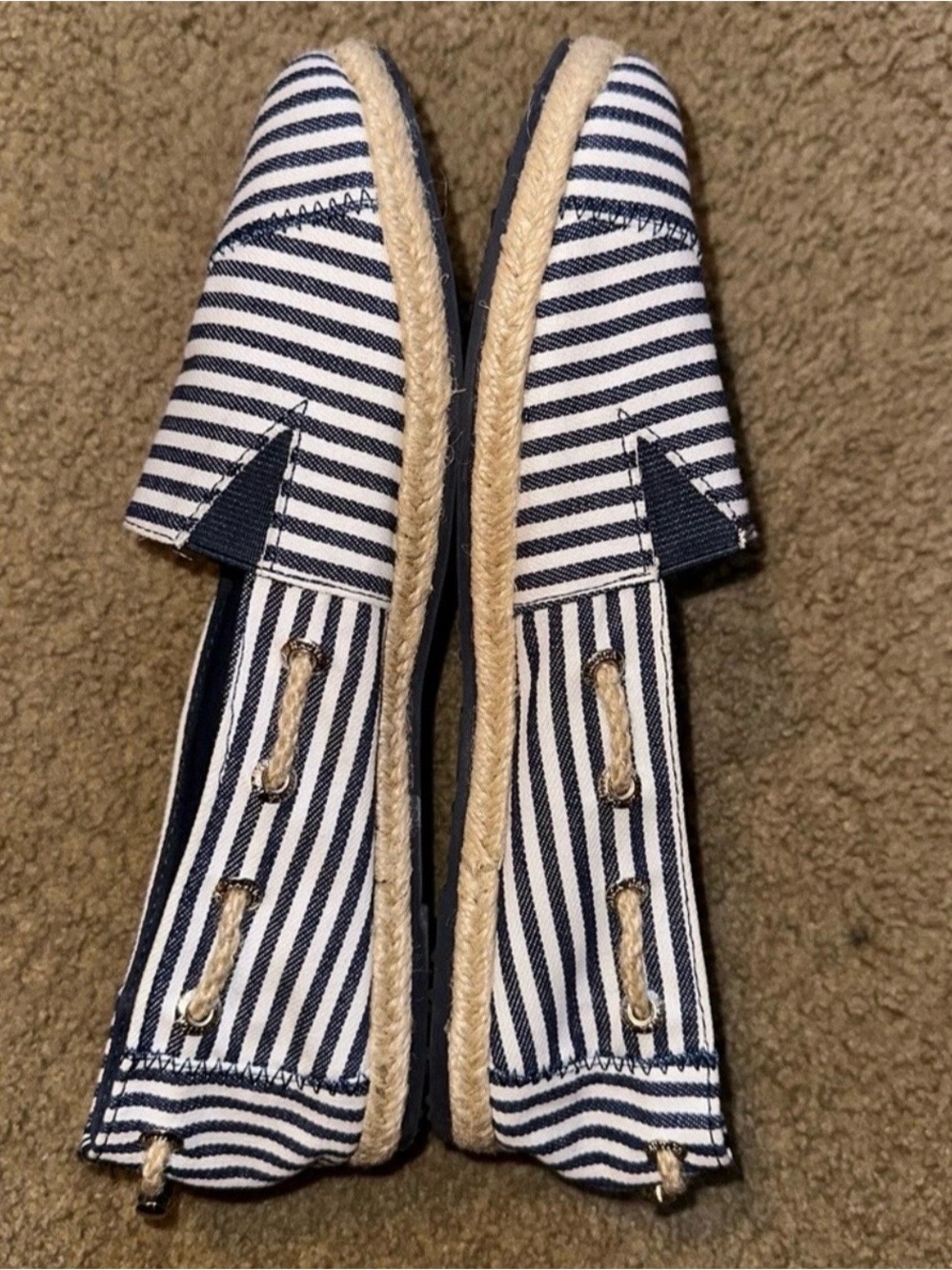 Nautica Navy and White Striped Slip-On Espadrilles